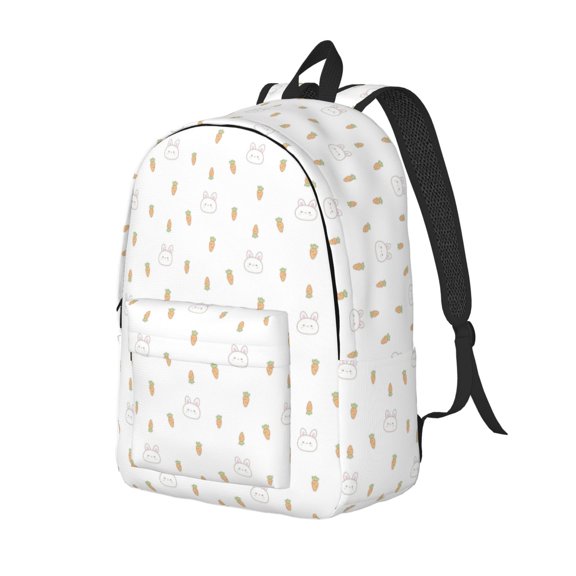 Travel Laptop Backpack - Simple Drawing Cute Rabbit Carrot Lightweight Canvas Backpack, Wear Resistant Computer Backpack Bag Fit {sizeName} Laptop for Men Women with Adjustable Padded Shoulder Straps
