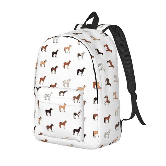 Travel Laptop Backpack - Simple Painted Cute Horse Lightweight Canvas Backpack, Wear Resistant Computer Backpack Bag Fit {sizeName} Laptop for Men Women with Adjustable Padded Shoulder Straps