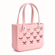 Women's EVA Beach Tote Bag 11" Waterproof Small Sand-Resistant Carryall for Pool Vacation Storage Bin Pink
