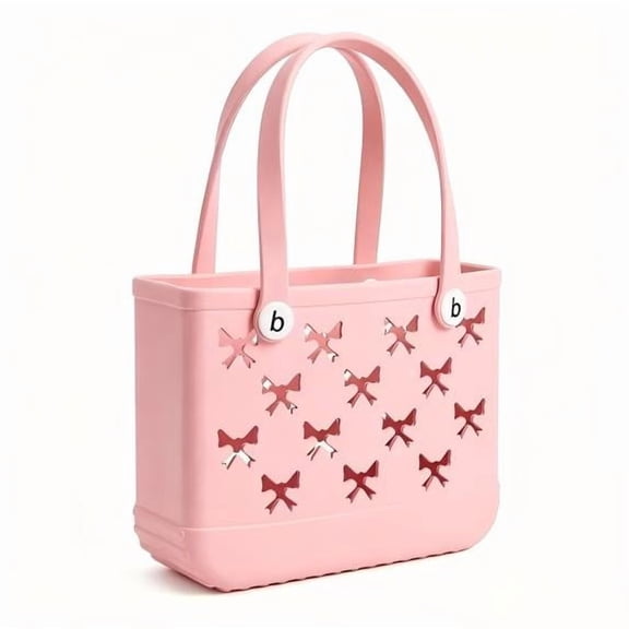 TRANSLINK Women's EVA Beach Tote Bag 11" Waterproof Small Sand-Resistant Carryall for Pool Vacation Storage Bin Pink