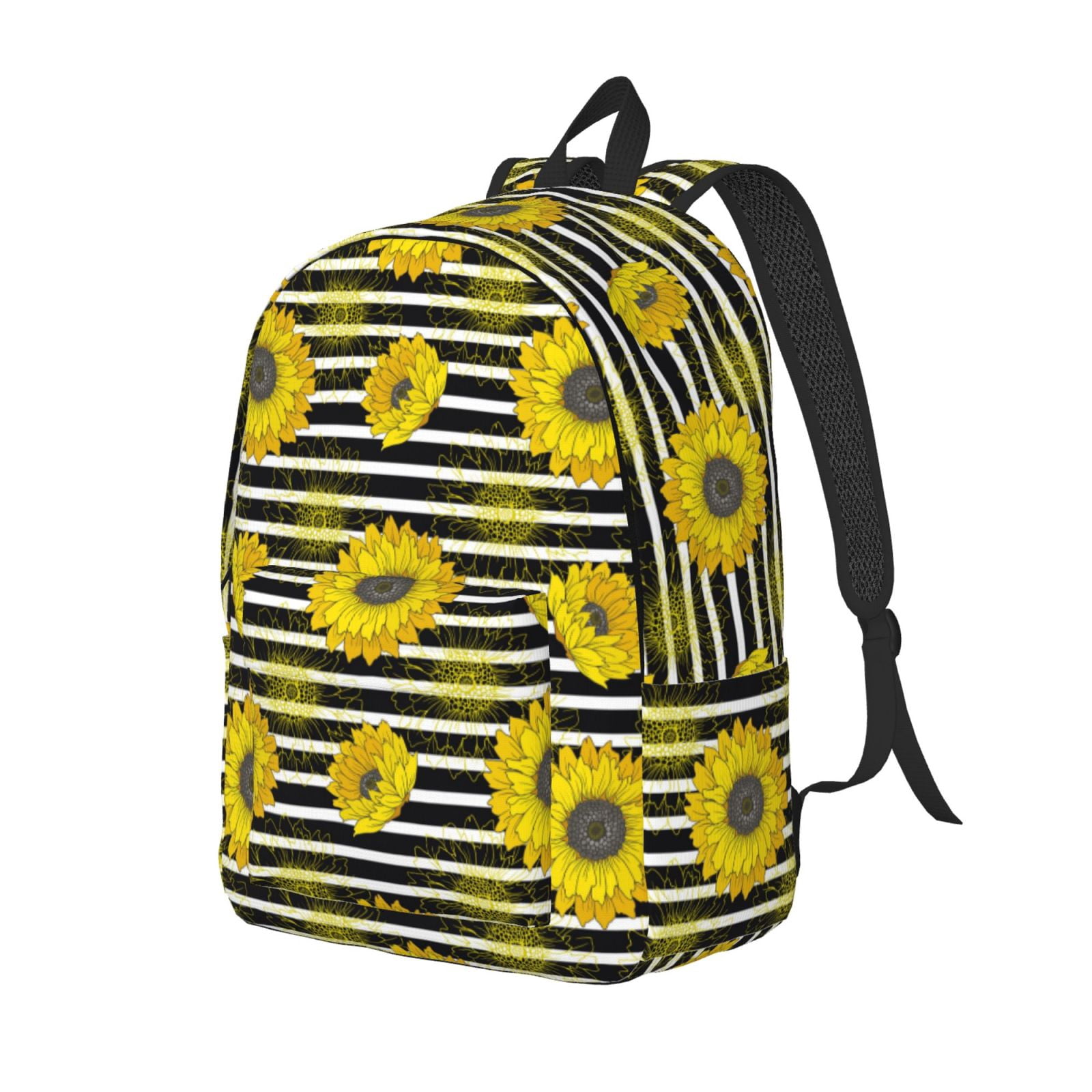 Travel Laptop Backpack - Sunflowers Stripe Lightweight Canvas Backpack, Wear Resistant Computer Backpack Bag Fit {sizeName} Laptop for Men Women with Adjustable Padded Shoulder Straps