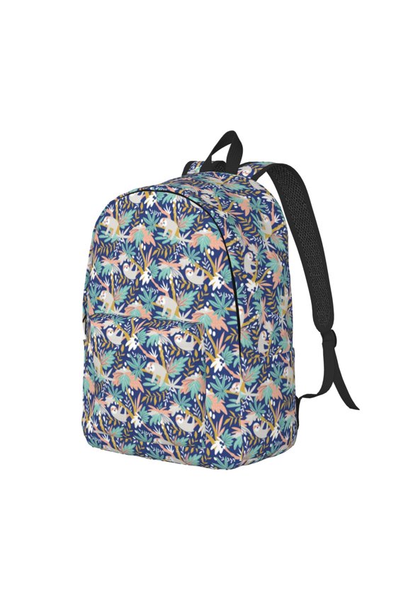 Travel Laptop Backpack - Tropical sloth Lightweight Canvas Backpack, Wear Resistant Computer Backpack Bag Fit {sizeName} Laptop for Men Women with Adjustable Padded Shoulder Straps