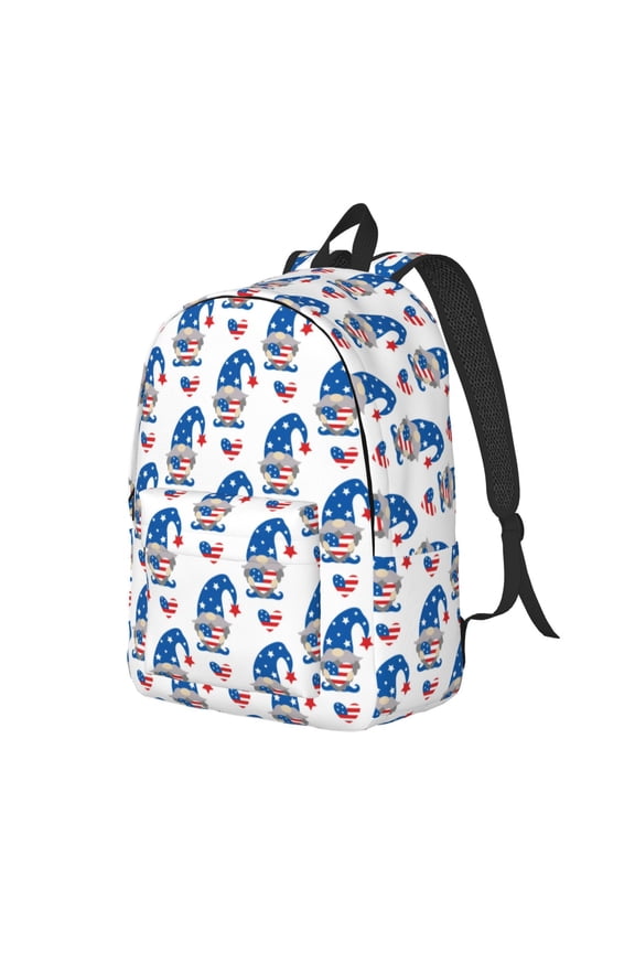 Travel Laptop Backpack - USA Flag A blue Lightweight Canvas Backpack, Wear Resistant Computer Backpack Bag Fit {sizeName} Laptop for Men Women with Adjustable Padded Shoulder Straps