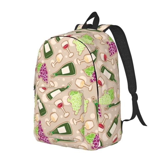 Travel Laptop Backpack - Wine Bottle Print No.901 Lightweight Canvas Backpack, Wear Resistant Computer Backpack Bag Fit {sizeName} Laptop for Men Women with Adjustable Padded Shoulder Straps