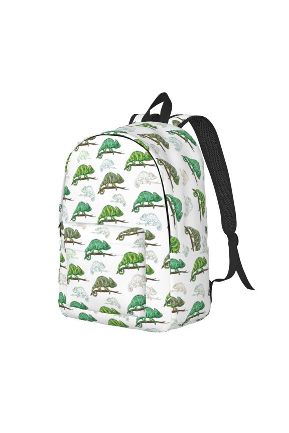 Travel Laptop Backpack - cartoon cute lizard chameleon Lightweight Canvas Backpack, Wear Resistant Computer Backpack Bag Fit {sizeName} Laptop for Men Women with Adjustable Padded Shoulder Straps
