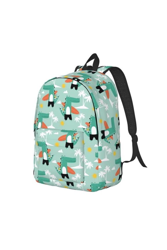 Travel Laptop Backpack - cute crocodile pattern Lightweight Canvas Backpack, Wear Resistant Computer Backpack Bag Fit {sizeName} Laptop for Men Women with Adjustable Padded Shoulder Straps