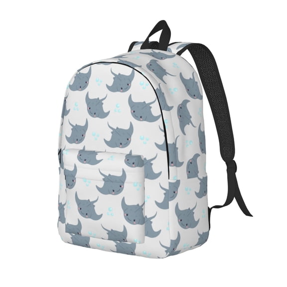 Travel Laptop Backpack - cute stingray bubbles grey Lightweight Canvas Backpack, Wear Resistant Computer Backpack Bag Fit {sizeName} Laptop for Men Women with Adjustable Padded Shoulder Straps