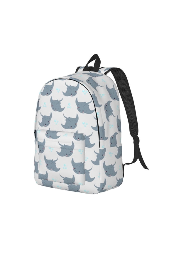 Travel Laptop Backpack - cute stingray bubbles grey Lightweight Canvas Backpack, Wear Resistant Computer Backpack Bag Fit {sizeName} Laptop for Men Women with Adjustable Padded Shoulder Straps