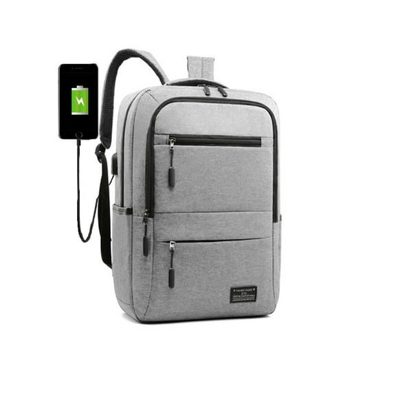 Travel Laptop Backpack for Men Women Laptop Backpack with USB Charging Port Water Resistant College School Computer Bag(Gray)