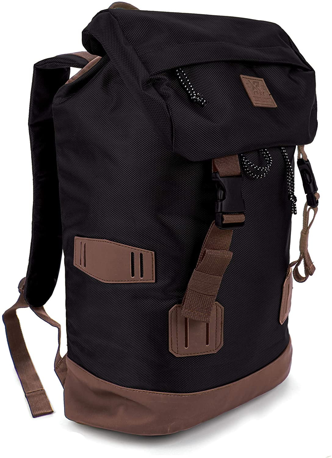 Travel Laptop Carry on Rucksack Backpack, Lightweight Durable Water Resistant Bag for Work School College, Gifts for Men and Women, Fits 15.6 inch Notebook (Black/Brown)