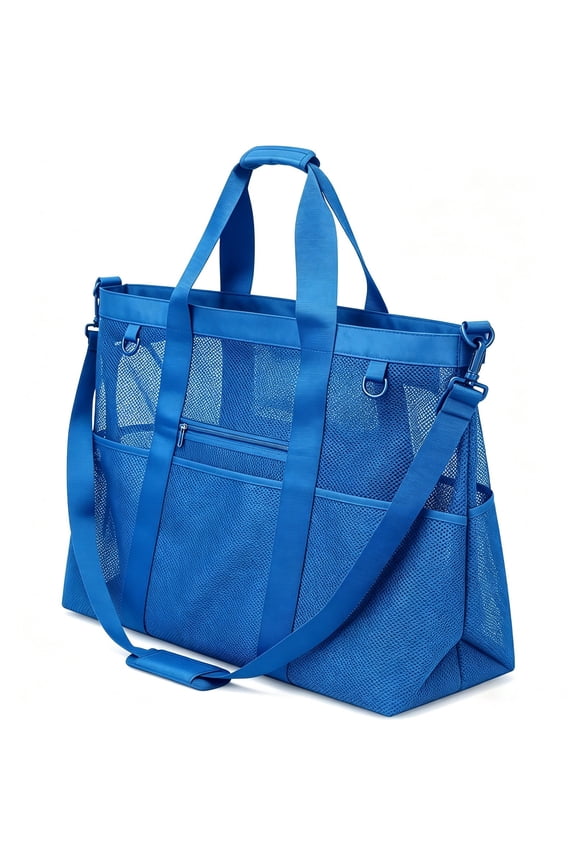 Travel Large Capacity Mesh Beach Tote Handbag for Casual Leisure and Seaside Escapes