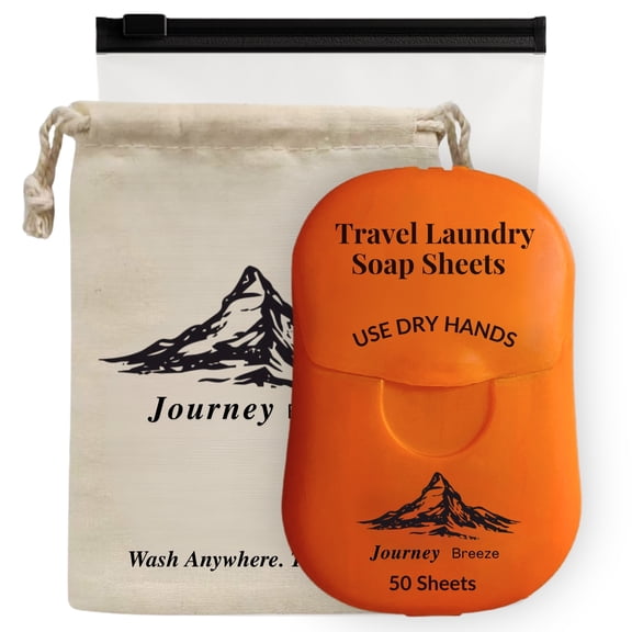 Travel Laundry Detergent Sheets for Sink Washing, TSA Safe, 50 Sheets by Journey Breeze