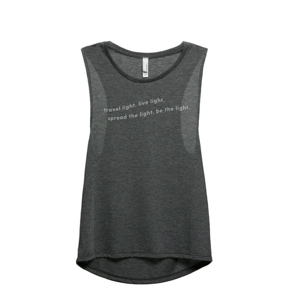 Travel Light Spread The Light Be The Light Women's Fashion Sleeveless Muscle Workout Yoga Tank Top Charcoal Grey Small