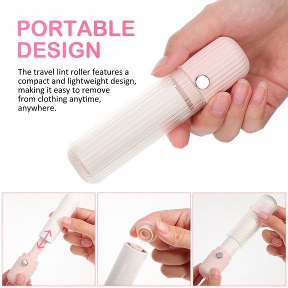 FRCOLOR 1Set Travel Lint Roller Portable Pink Stick Roller with Protective Cover for Clothes Hair Removal