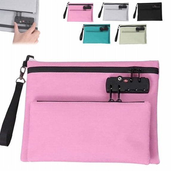 Travel Lock Bag Ecohintz Double Layer Anti-Theft Travel Lock Bag with Combination - Men & Women'S Zipper Security Pouch for Id & Valuables, Portable & Durable, Anti Theft Pouch, Hot Pink