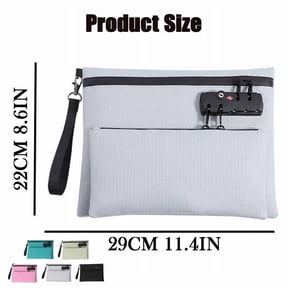 Travel Lock Bag for Passport and Valuables, Zipper Security Pouch with Combination Lock, Anti Theft Money Organizer for Vacation, Gray
