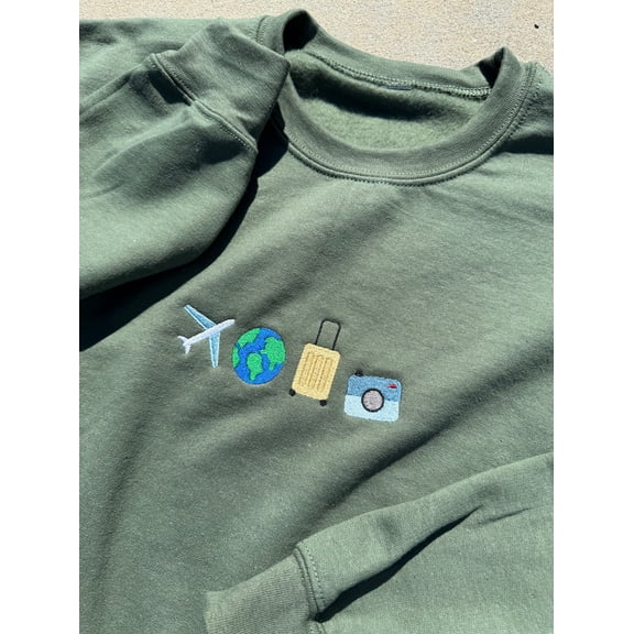 Travel Lover Symbols Embroidered Sweatshirt