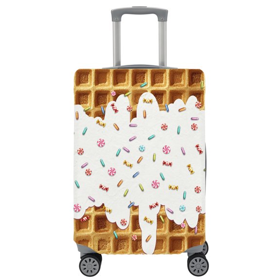 Travel Luggage Cover Creamy Sugar Waffles Suitcase Cover Elastic Anti Scratch Baggage Covers Delicious Desert Luggage Covers Protector for Travel Universal Fit 19-21 Inch Carry on Luggage