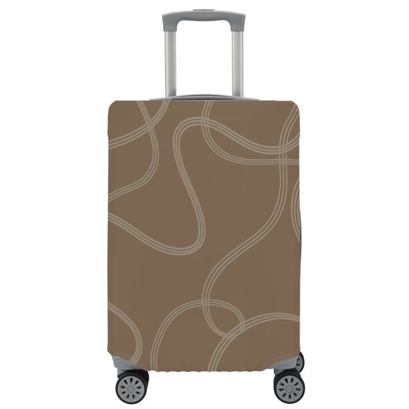 Travel Luggage Cover Khaki Swirling Ribbons Suitcase Cover Elastic Anti Scratch Baggage Covers Wavy Lines Abstract Tracks Luggage Covers Protector for Travel Fit 29-32 Inch Carry on Luggage