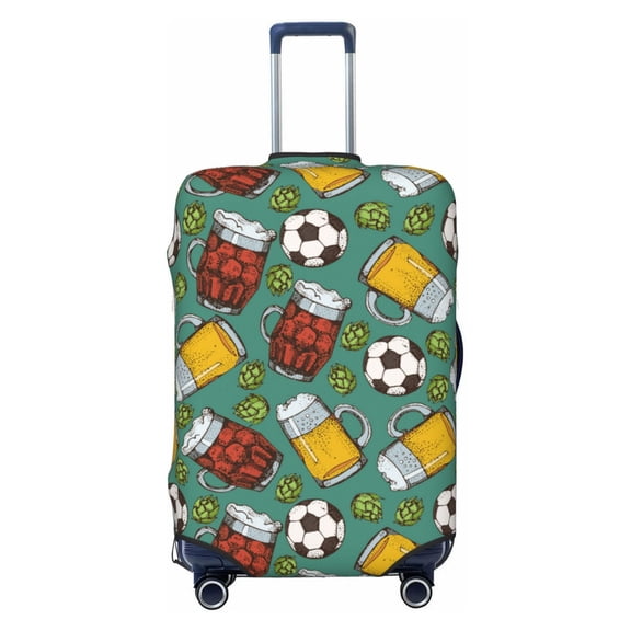 Travel Luggage Cover Protector - Beer And Soccer Anti-Scratch Suitcase Covers Fits 18-32 Inch Luggage