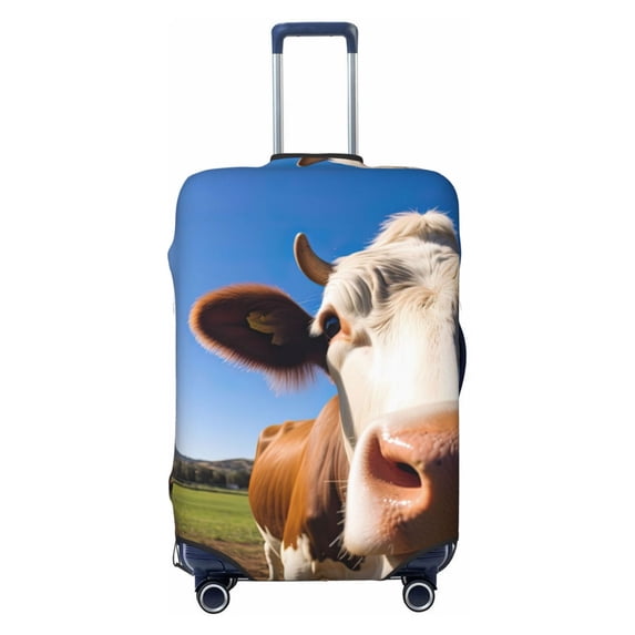 Travel Luggage Cover Protector - Blue Sky Meadow Cute Cow Anti-Scratch Suitcase Covers Fits 18-32 Inch Luggage