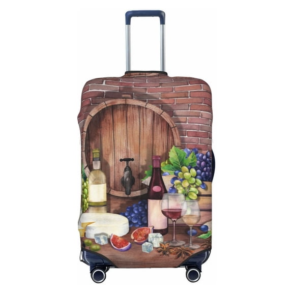 Travel Luggage Cover Protector - Bottle Glass Red Wine Anti-Scratch Suitcase Covers Fits 18-32 Inch Luggage