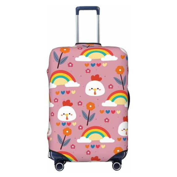 Travel Luggage Cover Protector - Cute Chicken Rainbow Flower Love Anti-Scratch Suitcase Covers Fits 18-32 Inch Luggage