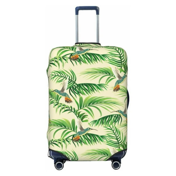 Travel Luggage Cover Protector - Hummingbird Palm Leaf Green Anti-Scratch Suitcase Covers Fits 18-32 Inch Luggage