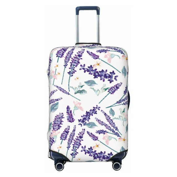 Travel Luggage Cover Protector - Lavender Flowers Green Leaves Anti-Scratch Suitcase Covers Fits 18-32 Inch Luggage