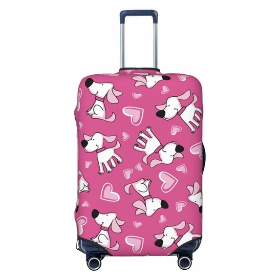 Travel Luggage Cover Protector - Pink love dog Anti-Scratch Suitcase Covers Fits 18-32 Inch Luggage