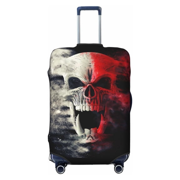 Travel Luggage Cover Protector - Red And White Screaming Demon Skull Anti-Scratch Suitcase Covers Fits 18-32 Inch Luggage