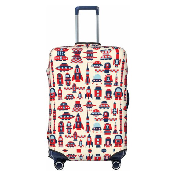 Travel Luggage Cover Protector - Rocket Pattern Anti-Scratch Suitcase Covers Fits 18-32 Inch Luggage