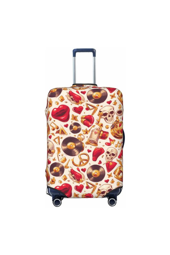 Travel Luggage Cover Protector - Skull Retro record lips Anti-Scratch Suitcase Covers Fits 18-32 Inch Luggage
