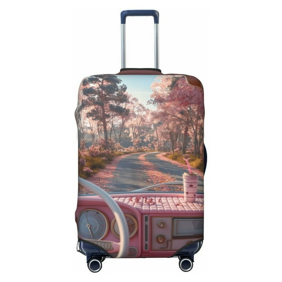 Travel Luggage Cover Protector - Vintage Pink Drive View Anti-Scratch Suitcase Covers Fits 18-32 Inch Luggage