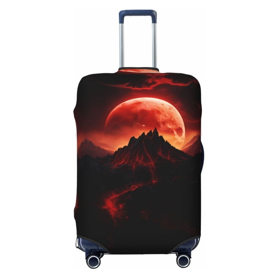 Travel Luggage Cover Protector - Volcanic Red Moon Anti-Scratch Suitcase Covers Fits 18-32 Inch Luggage