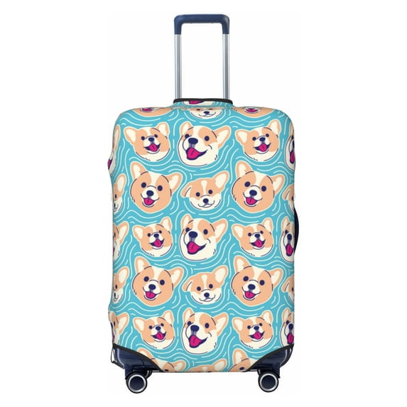 Travel Luggage Cover Protector - Water Ripple Cute Corgi Dog Funny Anti-Scratch Suitcase Covers Fits 18-32 Inch Luggage