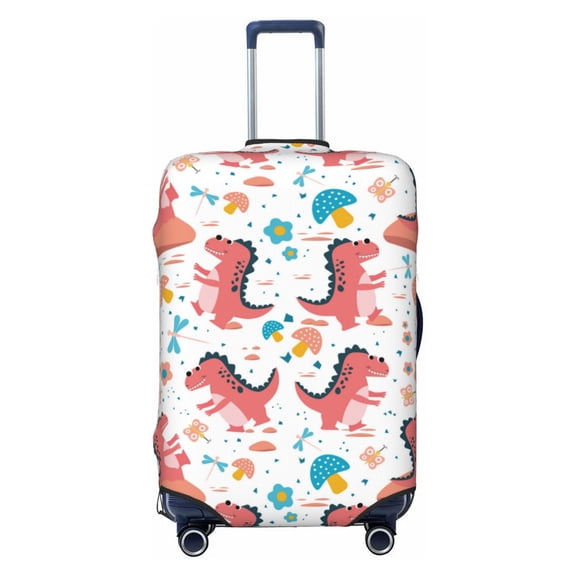 Travel Luggage Cover Protector - cute Dinosaur pink Anti-Scratch Suitcase Covers Fits 18-32 Inch Luggage
