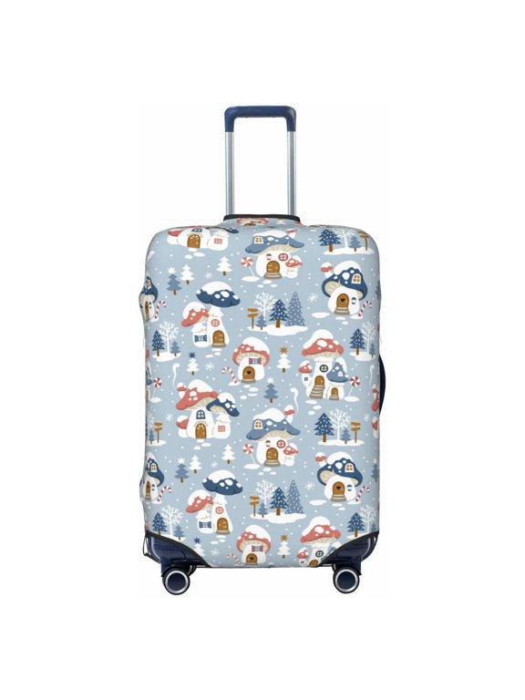 Travel Luggage Cover Protector - cute Mushroom Village Anti-Scratch Suitcase Covers Fits 18-32 Inch Luggage