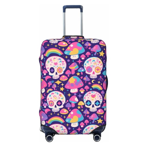 Travel Luggage Cover Protector - cute rainbow mushroom Skull Anti-Scratch Suitcase Covers Fits 18-32 Inch Luggage