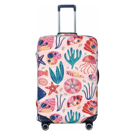 Travel Luggage Cover Protector - pink shell Anti-Scratch Suitcase Covers Fits 18-32 Inch Luggage