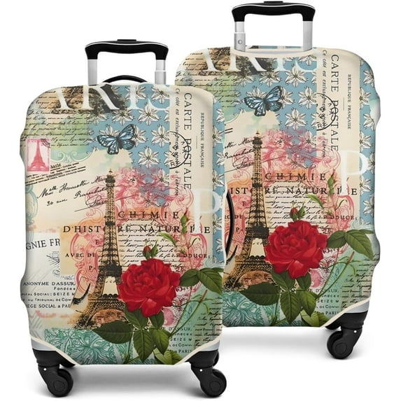 Travel Luggage Cover Suitcase Protector Fits 18-32 Inch Luggage Wheel Covers Patterned Travel Related Items Flower Luggage Protector Elastic Luggage Anti-scratch Suitcase Cover S