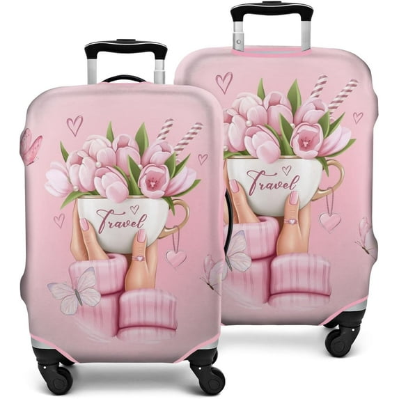 Travel Luggage Cover Suitcase Protector Fits 18-32 Inch Luggage Wheel Covers Patterned Travel Related Items Flower Luggage Protector Elastic Luggage Anti-scratch Suitcase Cover M