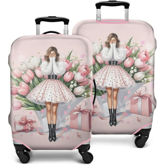 Travel Luggage Cover Suitcase Protector Fits 18-32 Inch Luggage Wheel Covers Patterned Travel Related Items Flower Luggage Protector Elastic Luggage Anti-scratch Suitcase Cover XL