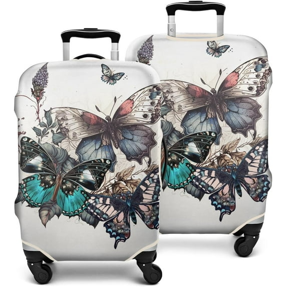 Travel Luggage Cover Suitcase Protector Fits 18-32 Inch Luggage Wheel Covers Patterned Travel Related Items Flower Luggage Protector Elastic Luggage Anti-scratch Suitcase Cover S