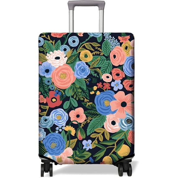 Travel Luggage Cover Suitcase Protector Fits 18-32 Inch Luggage Wheel Covers Patterned Travel Related Items Flower Luggage Protector Elastic Luggage Anti-scratch Suitcase Cover S
