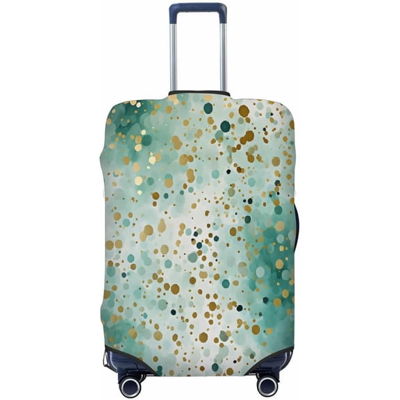 Travel Luggage Cover Suitcase Protector Teal Gold Polka Dot Elastic Washable Stretch Suitcase Cover Fit 22-24 Inch Luggage, M