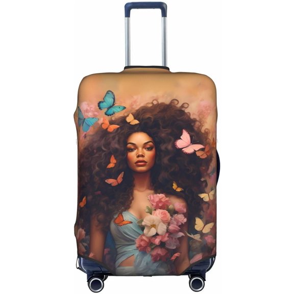 Travel Luggage Protector Cover Anti-Scratch Suitcase Cover Black Girl Design 4 Sizes pattern14