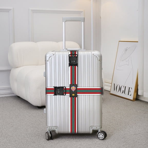 Travel Luggage Strap For Christmas Adjustable Cross Suitcase Belt With Combination Lock Cartoon Pattern Belt For Suitcases