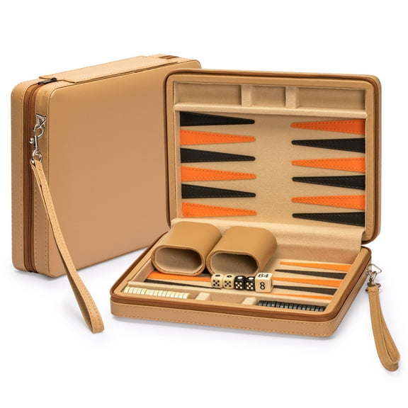 Travel Magnetic Leatherette Backgammon Mini Game Set - Bozcaada - 9"