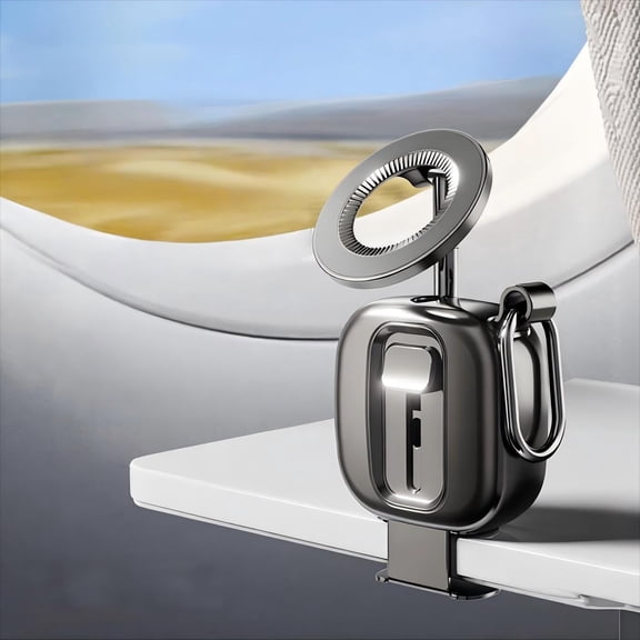 Travel Magnetic Phone Holder with Carabiner Clips 360° Rotation Swivel Head and Magnetic Ring Adapter,Universal Phone Stand for MagSafe,iPhone and Android Smartphones (Black)